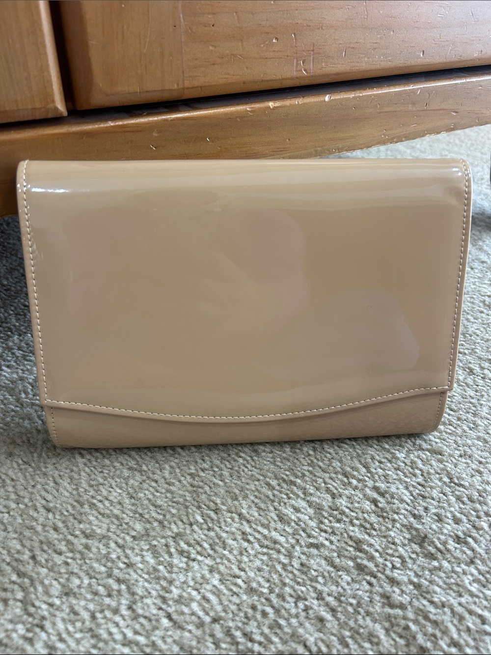 Nude Patent Leather Clutch. NWT